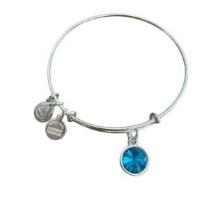 Alex and Ani Silver Bracelet with Blue Crystal Charm